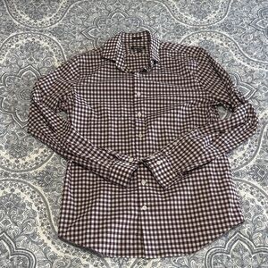 Express Men's Plaid Button Down Shirt - Maroon and White